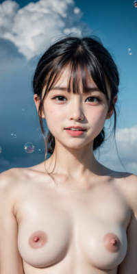 青空と海、サンシャイン下の露出する美少女ヌード集!幻想的な虹と泡が彩る誘惑的な甘い裸体:エロ画像74枚