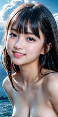 青空と海、サンシャイン下の露出する美少女ヌード集!幻想的な虹と泡が彩る誘惑的な甘い裸体:エロ画像74枚