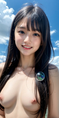 青空と海、サンシャイン下の露出する美少女ヌード集!幻想的な虹と泡が彩る誘惑的な甘い裸体:エロ画像74枚