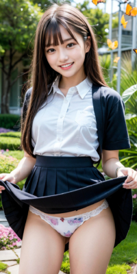 女子校生と秘密の花園エロ画像78枚!制服美少女JKがスカートめくりパンツ披露