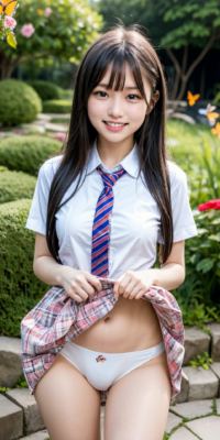 女子校生と秘密の花園エロ画像78枚!制服美少女JKがスカートめくりパンツ披露