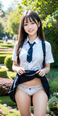 女子校生と秘密の花園エロ画像78枚!制服美少女JKがスカートめくりパンツ披露