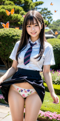 女子校生と秘密の花園エロ画像78枚!制服美少女JKがスカートめくりパンツ披露