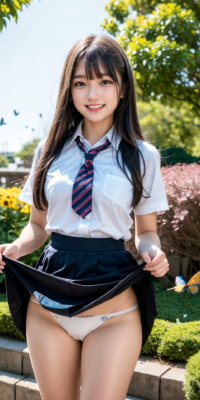 女子校生と秘密の花園エロ画像78枚!制服美少女JKがスカートめくりパンツ披露