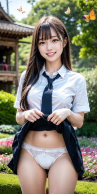女子校生と秘密の花園エロ画像78枚!制服美少女JKがスカートめくりパンツ披露