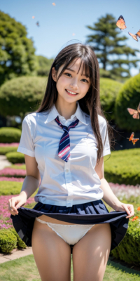 女子校生と秘密の花園エロ画像78枚!制服美少女JKがスカートめくりパンツ披露