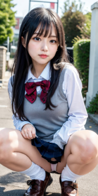 SSS級美少女のしゃがみパンチラ&おっぱい見せ激写!JKが野外露出する瞬間の貴重映像:エロ画像39枚