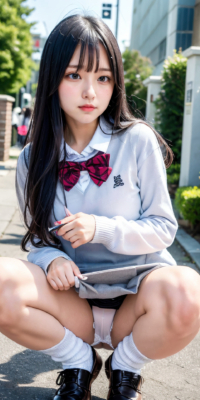 SSS級美少女のしゃがみパンチラ&おっぱい見せ激写!JKが野外露出する瞬間の貴重映像:エロ画像39枚