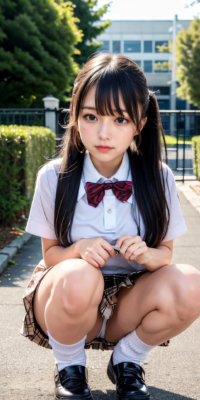 SSS級美少女のしゃがみパンチラ&おっぱい見せ激写!JKが野外露出する瞬間の貴重映像:エロ画像39枚