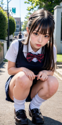 SSS級美少女のしゃがみパンチラ&おっぱい見せ激写!JKが野外露出する瞬間の貴重映像:エロ画像39枚