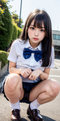 SSS級美少女のしゃがみパンチラ&おっぱい見せ激写!JKが野外露出する瞬間の貴重映像:エロ画像39枚