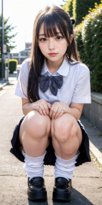 SSS級美少女のしゃがみパンチラ&おっぱい見せ激写!JKが野外露出する瞬間の貴重映像:エロ画像39枚