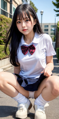 SSS級美少女のしゃがみパンチラ&おっぱい見せ激写!JKが野外露出する瞬間の貴重映像:エロ画像39枚