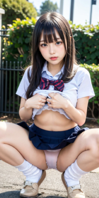 SSS級美少女のしゃがみパンチラ&おっぱい見せ激写!JKが野外露出する瞬間の貴重映像:エロ画像39枚