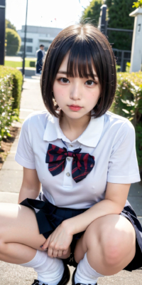 SSS級美少女のしゃがみパンチラ&おっぱい見せ激写!JKが野外露出する瞬間の貴重映像:エロ画像39枚