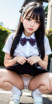 SSS級美少女のしゃがみパンチラ&おっぱい見せ激写!JKが野外露出する瞬間の貴重映像:エロ画像39枚