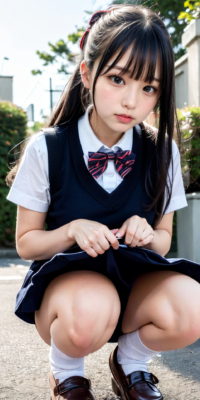 SSS級美少女のしゃがみパンチラ&おっぱい見せ激写!JKが野外露出する瞬間の貴重映像:エロ画像39枚