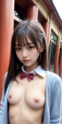 貧乳美少女JKの可愛いちっぱい露出!校舎前で大胆乳首披露:エロ画像90枚