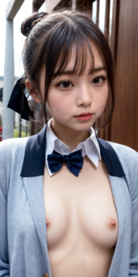 貧乳美少女JKの可愛いちっぱい露出!校舎前で大胆乳首披露:エロ画像90枚