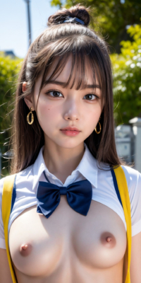 貧乳美少女JKの可愛いちっぱい露出!校舎前で大胆乳首披露:エロ画像90枚