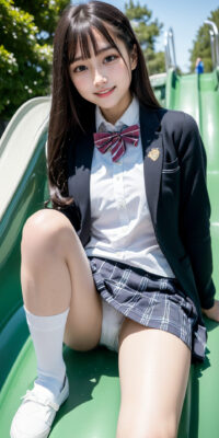 女子校生の禁断の遊戯!公園での大胆おしっこ・自慰・野外プレイAIエロ画像集