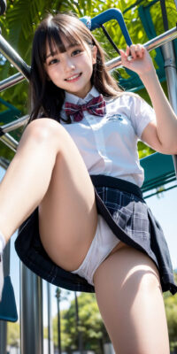 女子校生の禁断の遊戯!公園での大胆おしっこ・自慰・野外プレイAIエロ画像集