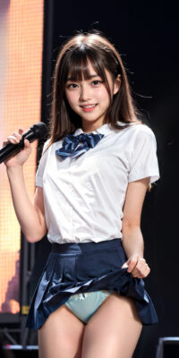 【AIエロ動画】女子高生アイドルのストリップダンス&オナニー・SEXショー【次世代AV】